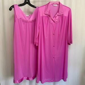 Vintage Vanity Fair Pink Nightgown With Matching Robe Size M Nightgown Size L